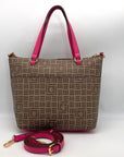 Anne Klein Alex Varsity Tan and Pink Tote Bag