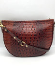 Brahmin Pecan Brown Croc-Embossed Leather Crossbody