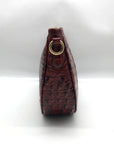 Brahmin Pecan Brown Croc-Embossed Leather Crossbody