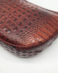 Brahmin Pecan Brown Croc-Embossed Leather Crossbody