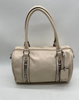 Jessica Simpson Ivory Pebbled Faux Leather Satchel