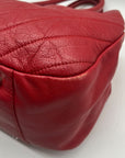 Red Furla Quilted Pebbled Leather Tote Bag