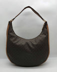 Michael Kors Brown Monogram Canvas Lydia Hobo Shoulder Bag