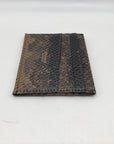 Hammit Brown Snakeskin Embossed Leather Card Holder