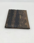 Hammit Brown Snakeskin Embossed Leather Card Holder