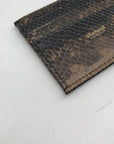 Hammit Brown Snakeskin Embossed Leather Card Holder