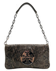 Tory Burch Gray & Black Snake Embossed Leather Reva Clutch