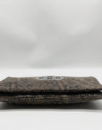 Tory Burch Gray & Black Snake Embossed Leather Reva Clutch