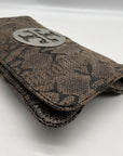 Tory Burch Gray & Black Snake Embossed Leather Reva Clutch