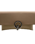 Sandra Roberts Beige Faux Leather Crossbody Bag