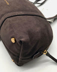 Anne Klein Brown Suede Shoulder Bag