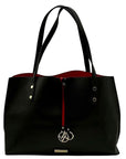 Adrienne Vittadini Black Faux Leather Tote Bag