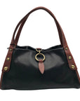 Gironacci Black & Brown Leather Studded Shoulder Bag