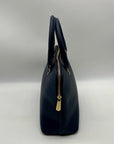 Michael Kors Blue Leather Cindy Large Dome Satchel Bag