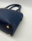 Michael Kors Blue Leather Cindy Large Dome Satchel Bag