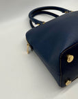 Michael Kors Blue Leather Cindy Large Dome Satchel Bag