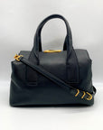 Donna Karan Black Pebbled Leather Amagansett Convertible Satchel Bag