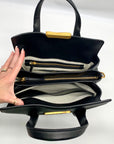Donna Karan Black Pebbled Leather Amagansett Convertible Satchel Bag