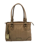 Etienne Aigner Vintage Tan Croc-Embossed Leather Satchel