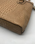 Etienne Aigner Vintage Tan Croc-Embossed Leather Satchel