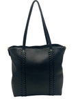 Style & Co Black Black Faux Leather Whip-Stitch Medium Tote Bag