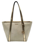 Michael Kors Pale Gold Large Jet Set Travel Top Zip Tote Bag