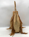 Lilly Pulitzer Metallic Gold Fabric Fringe Tote Bag
