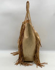 Lilly Pulitzer Metallic Gold Fabric Fringe Tote Bag