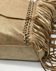 Lilly Pulitzer Metallic Gold Fabric Fringe Tote Bag
