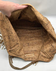 Lilly Pulitzer Metallic Gold Fabric Fringe Tote Bag