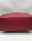 Coach Dark Red Pebbled Leather Turnlock Chain Tote Bag 56830