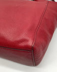 Coach Dark Red Pebbled Leather Turnlock Chain Tote Bag 56830