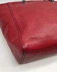 Coach Dark Red Pebbled Leather Turnlock Chain Tote Bag 56830