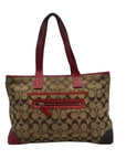 Coach Signature Canvas & Red Leather Trim Tote Bag 6082
