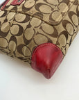 Coach Signature Canvas & Red Leather Trim Tote Bag 6082