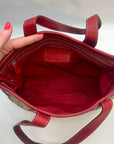Coach Signature Canvas & Red Leather Trim Tote Bag 6082