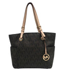 Michael Kors Brown Signature Coated Canvas Jet Set East West Tote Bag