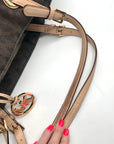 Michael Kors Brown Signature Coated Canvas Jet Set East West Tote Bag