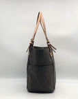 Michael Kors Brown Signature Coated Canvas Jet Set East West Tote Bag