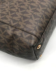 Michael Kors Brown Signature Coated Canvas Jet Set East West Tote Bag