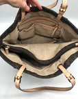 Michael Kors Brown Signature Coated Canvas Jet Set East West Tote Bag