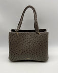 Grossi Grey Faux Leather Ostrich-Textureed Tote Bag