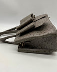 Grossi Grey Faux Leather Ostrich-Textureed Tote Bag