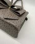 Grossi Grey Faux Leather Ostrich-Textureed Tote Bag
