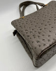 Grossi Grey Faux Leather Ostrich-Textureed Tote Bag