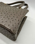 Grossi Grey Faux Leather Ostrich-Textureed Tote Bag