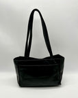Perlina Black Leather Shoulder Bag