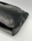 Perlina Black Leather Shoulder Bag