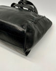 Perlina Black Leather Shoulder Bag
