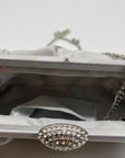 Nina Silver Pleated Satin Clutch